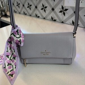 kate spade Gray Leather Crossbody with the foldover compartment pristine cond